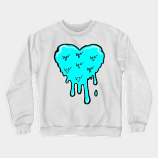 Light Blue Melting Acid Heart Crewneck Sweatshirt